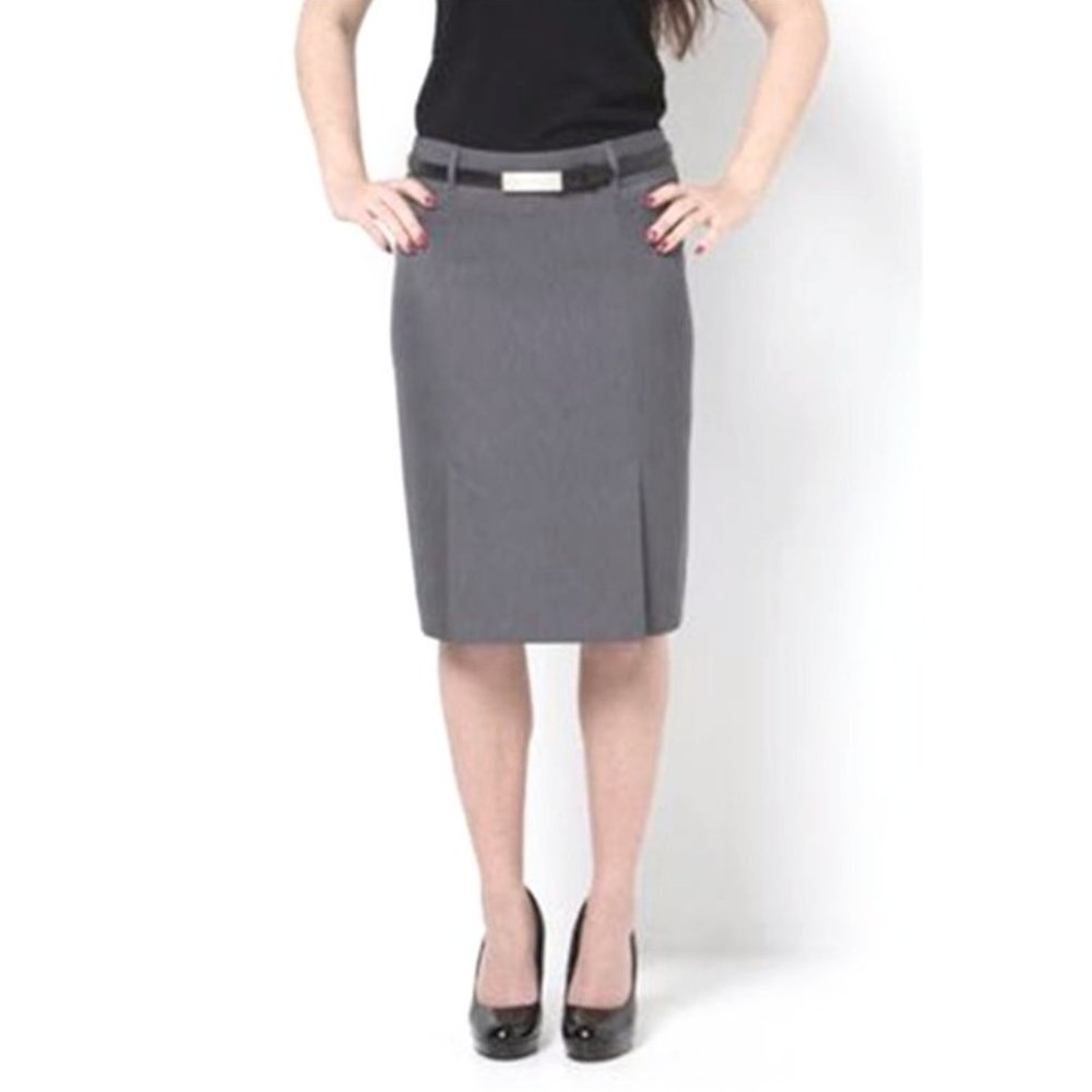 H&M Charcoal Grey Fall Kick Pleated Career Skirt US 8 Office Siren